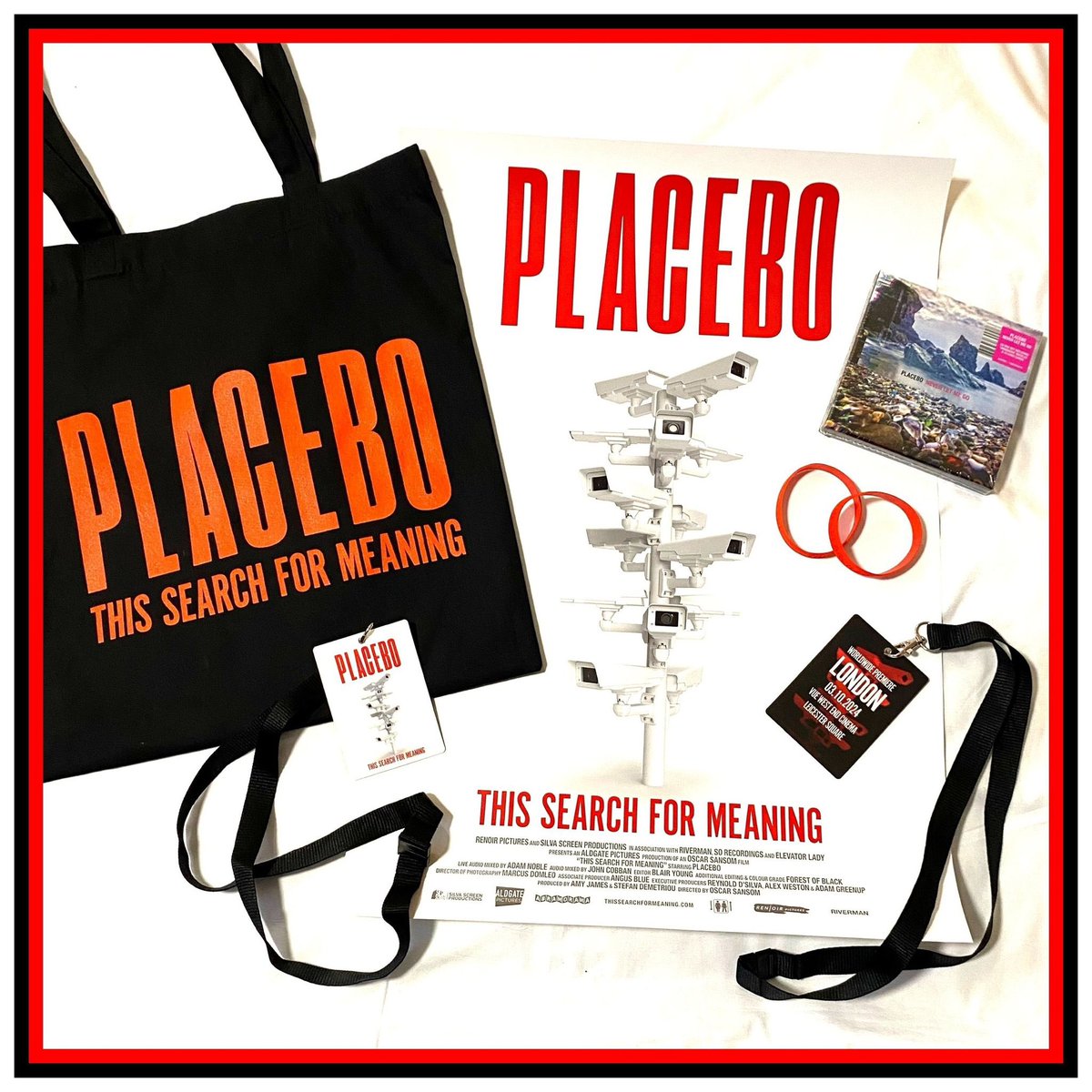 Goodie Bag gifted to attendees of tonight’s premiere. Placebo - This Search For Meaning ❤️🖤🤍

#Placebo #PlaceboWorld #PlaceboThisSearchForMeaning #ThisSearchForMeaning #LeicesterSquare #LeicesterSquareFilmPremiere #BrianMolko #StefanOlsdal