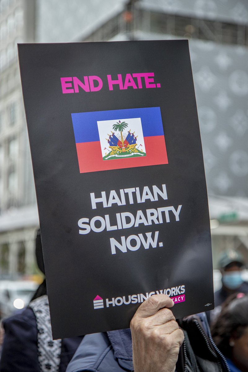 nycpa's tweet photo. Today we stood outside of Trump Tower in solidarity with the Haitian community to fight back against hateful lies and xenophobic policy proposals being pushed.

Immigrants ARE New York City, and our nation. We won’t allow communities to be demonized or discriminated against. https://t.co/wgjuKtZ47S