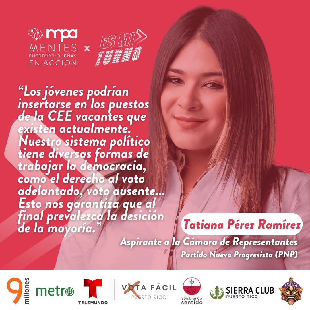 La desconfianza en la institución es evidente. La juventud quiere saber como les próximos candidates van a asegurar procesos electorales justos y accesibles para todes. 

🖥️ Sintoniza el conversatorio a través de nuestra página en Facebook.

<a href="/TatianaPerezPR/">Tatiana Pérez</a>