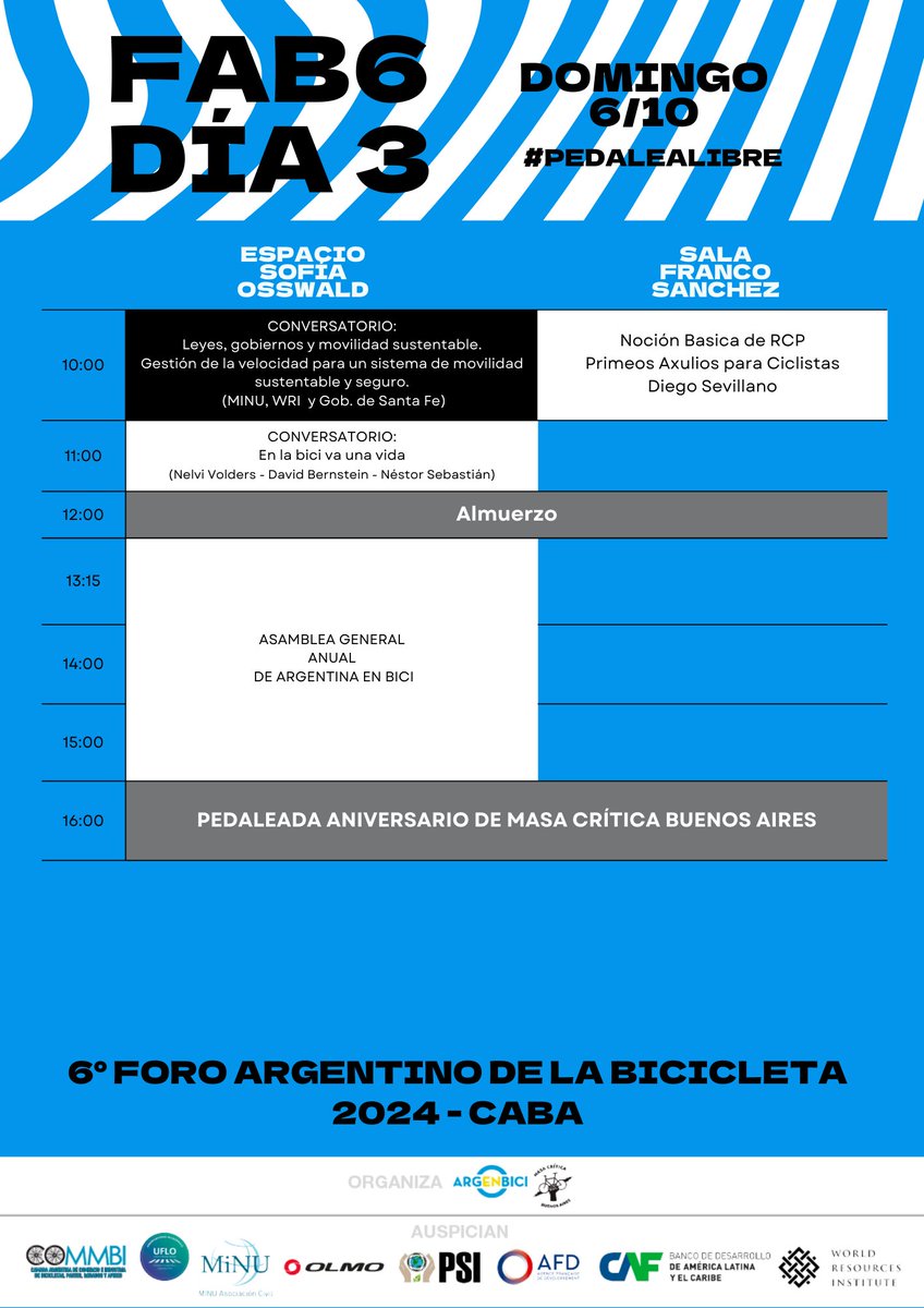 Mañana viernes arranca el 6° Foro Argentino de la Bicicleta 🚴🚴‍♂️ con actividades gratuitas y abiertas al público.

📍 Av. Caseros 3250, CABA

Programación completa en instagram.com/foroargentinob…