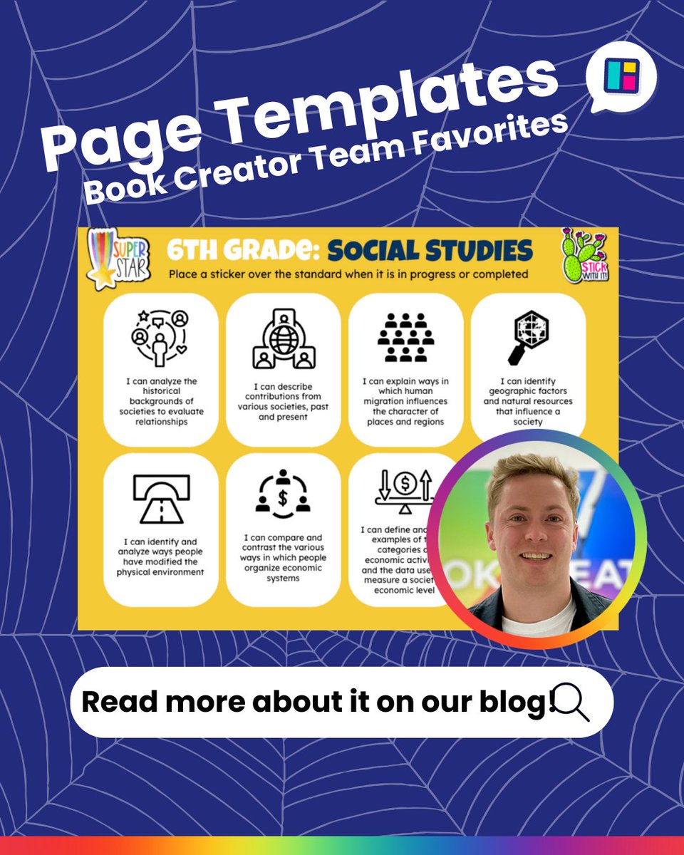 BookCreatorApp's tweet image. Social Studies just got easier! Will’s (@BookCreator_Wil) favorite "6th Grade Social Studies Tracking" template helps students tackle complex topics in an organized way.

Read more: hubs.la/Q02RlkHd0 #EdTech #SocialStudies
