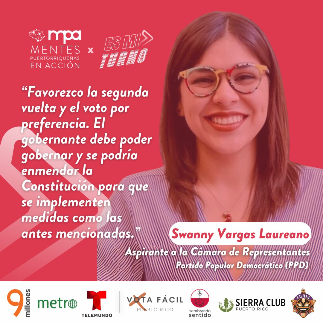 La desconfianza en la institución es evidente. La juventud quiere saber como les próximos candidates van a asegurar procesos electorales justos y accesibles para todes. 

🖥️ Sintoniza el conversatorio a través de nuestra página en Facebook.

<a href="/swannyenitpr/">Swanny Enit</a>