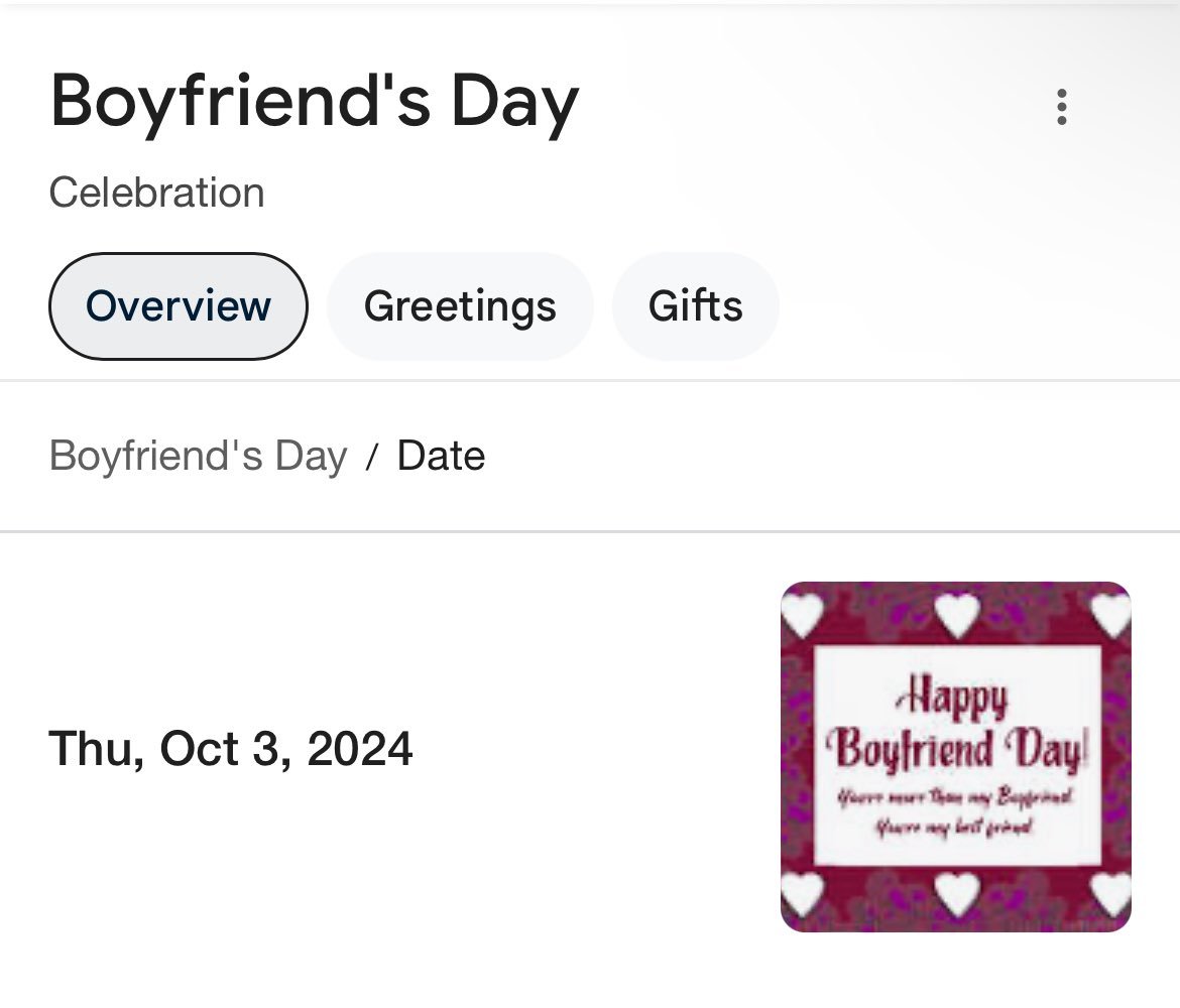 Happy national Boyfriend day.
Idk what to do on this day....