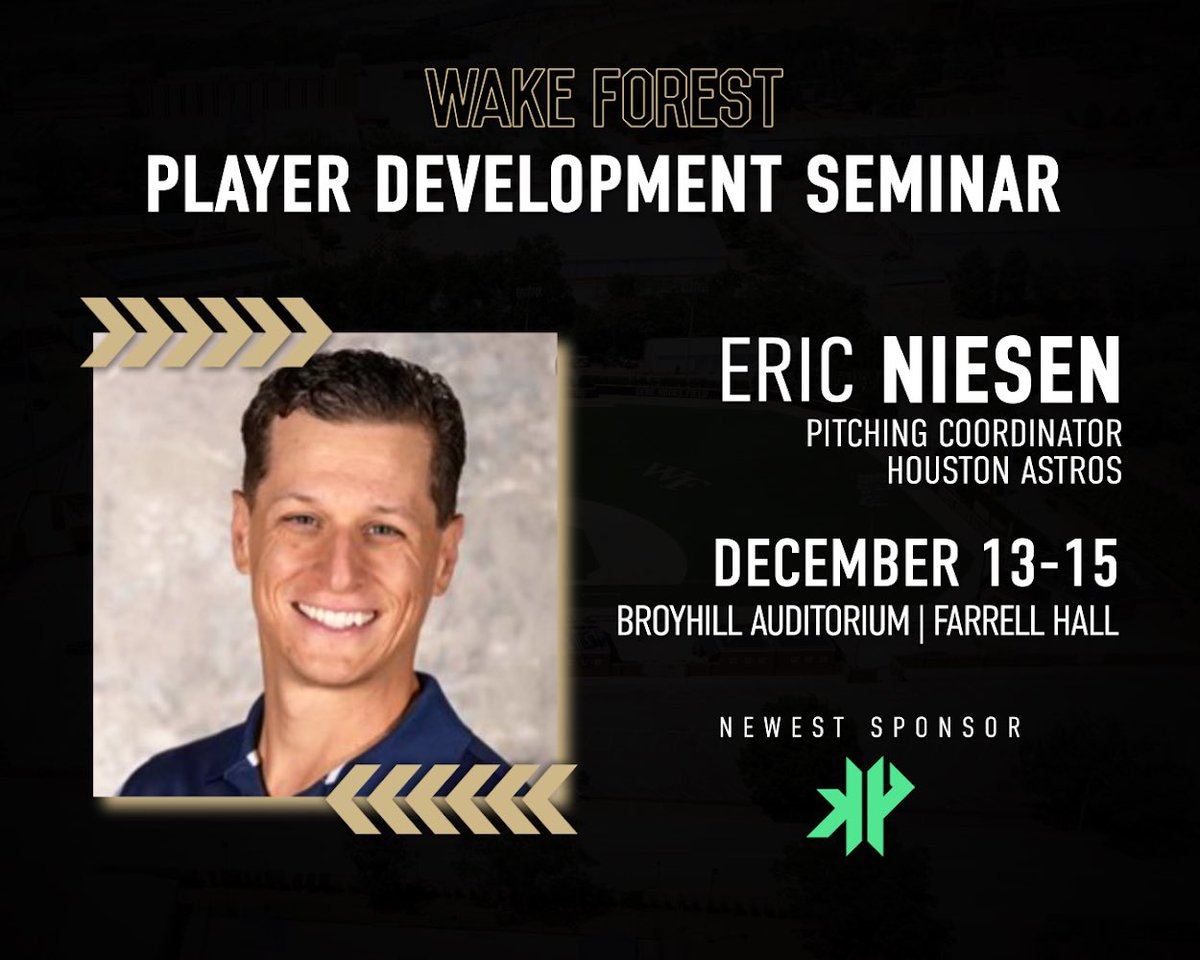 SPEAKER ANNOUNCEMENT

Eric Niesen
Pitching Coordinator, Houston Astros

Get your tickets now for December 13-15th ⬇️
…ayerdevelopmentseminar.totalcamps.com/shop/EVENT