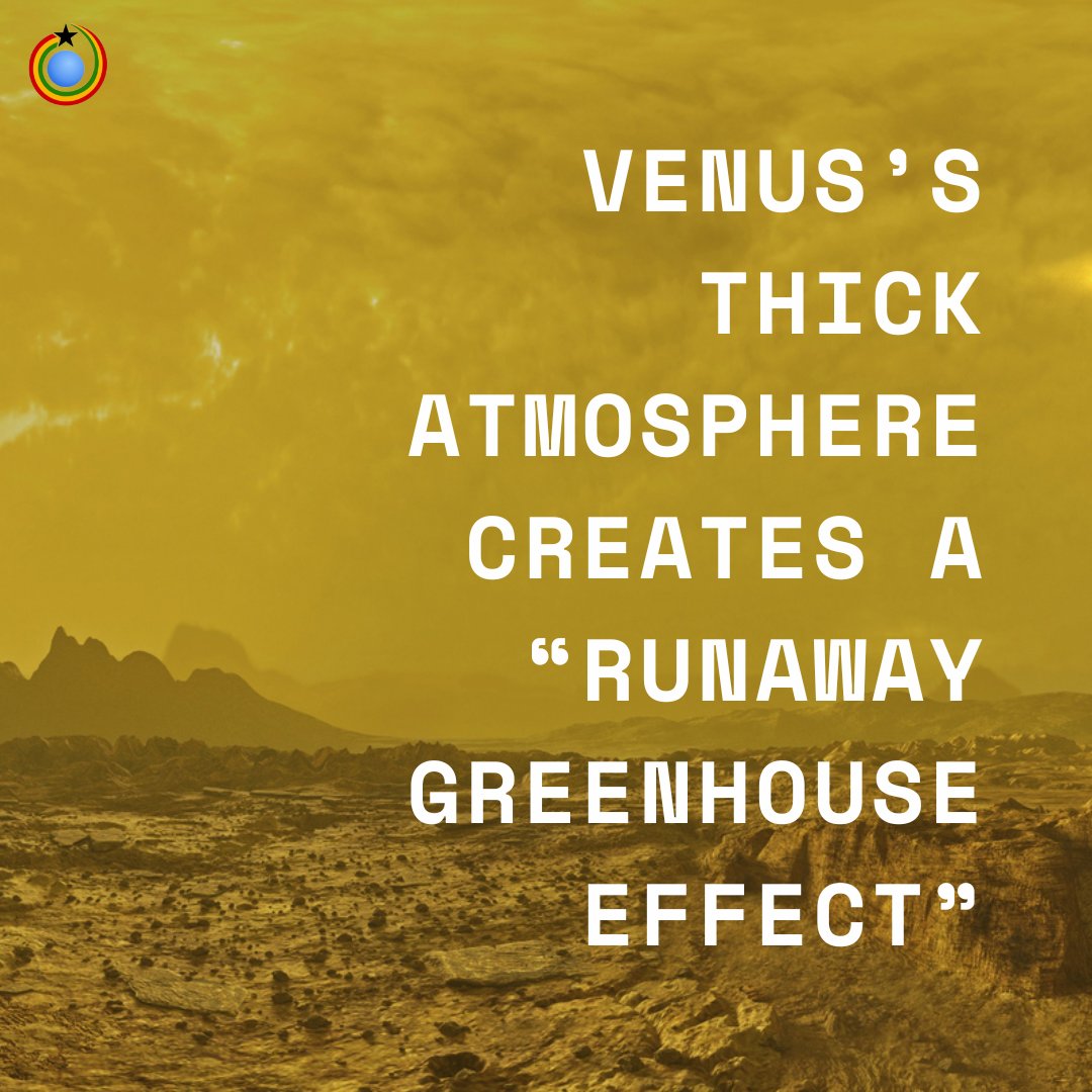 Gssti_Gaec's tweet photo. Venus experiences a runaway greenhouse effect. 🌡️ Its thick atmosphere traps so much heat that surface temperatures can melt lead! #VenusGreenhouse #HotPlanet #100HoursofAstronomy https://t.co/7VNn1AyD0j