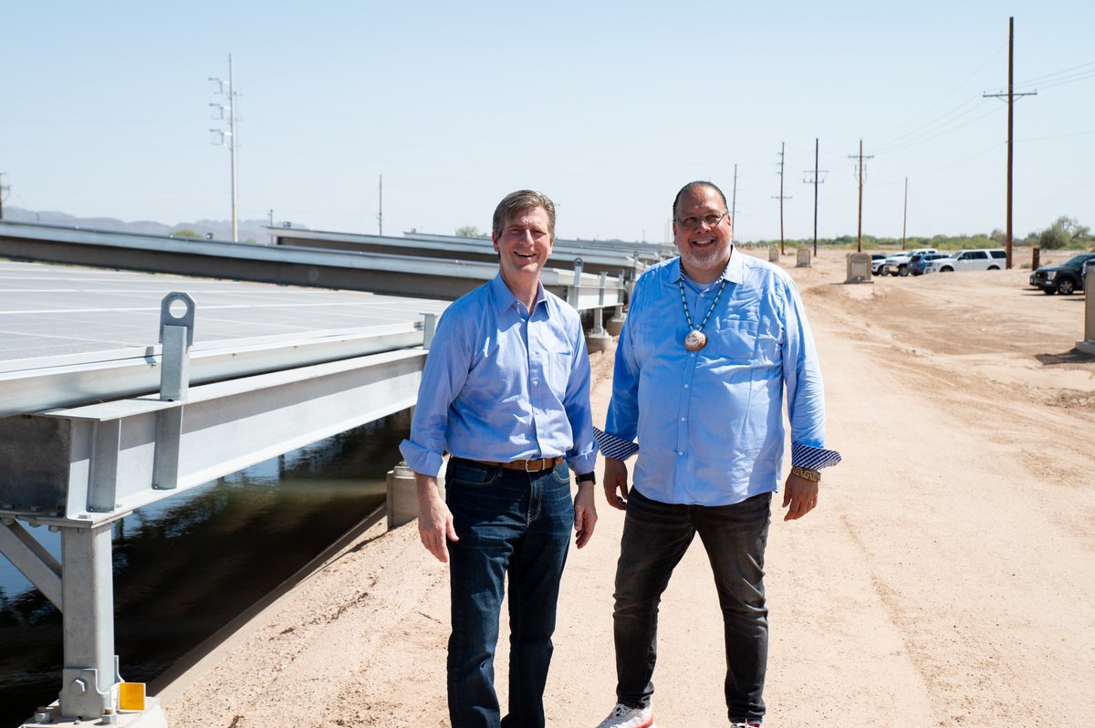 Rep. Greg Stanton (@repgregstanton) on Twitter photo Today <a href="/GRIC_Official/">Gila River Indian Community</a> made history, turning on power to the first solar-over-canal project in the country! This innovative water conservation and green energy project was made possible by funding under our #InflationReductionAct. 💧⚡️☀️ Today <a href="/GRIC_Official/">Gila River Indian Community</a> made history, turning on power to the first solar-over-canal project in the country! This innovative water conservation and green energy project was made possible by funding under our #InflationReductionAct. 💧⚡️☀️