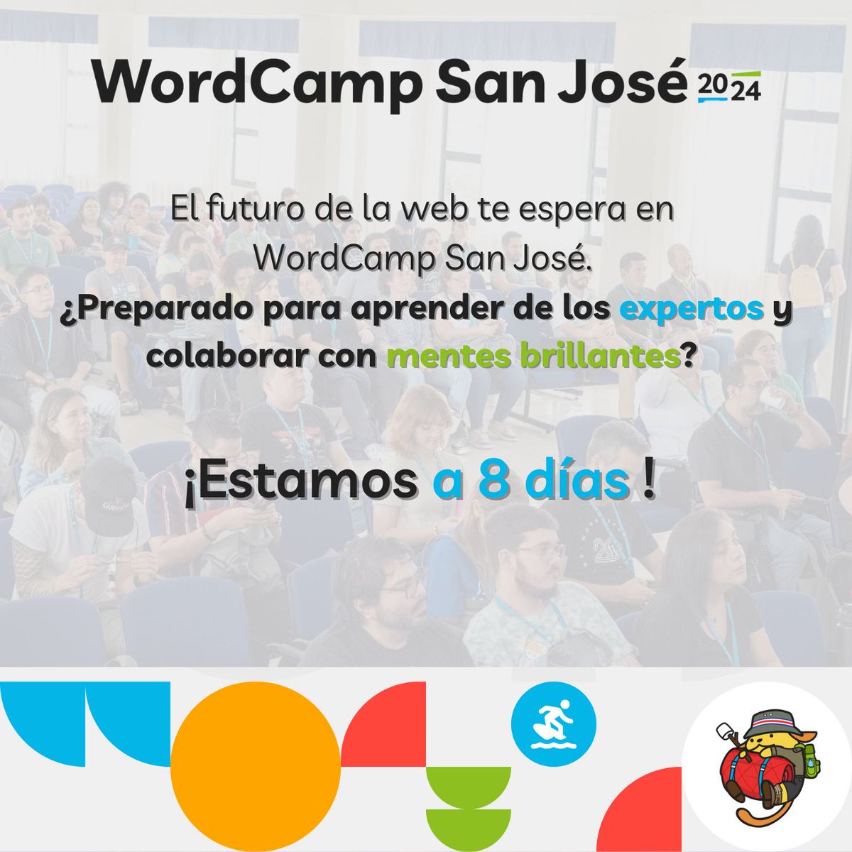 ¡𝗘𝗹 W𝗼𝗿𝗱𝗖𝗮𝗺𝗽 𝗦𝗮𝗻 𝗝𝗼𝘀𝗲́ 𝟮𝟬𝟮𝟰 𝗲𝘀𝘁𝗮́ 𝗮 𝗹𝗮 𝘃𝘂𝗲𝗹𝘁𝗮 𝗱𝗲 𝗹𝗮 𝗲𝘀𝗾𝘂𝗶𝗻𝗮! 🚀 

A solo 8 días de sumergirte en el evento que transformará tu forma de ver la web. ¿Listo para aprender de los expertos y colaborar con apasionados como vos?