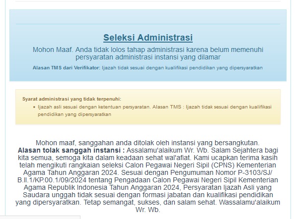 MettaApril's tweet image. Pendidikan di Ijazah S1 Ekonomi,
 di Pengumuman, formasi yg diminta pun S1 Ekonomi, sudah disanggah, tapi masih TMS dgn alasan, Pendidikan Tidak Sesuai Kualifikasi, Itu maksudnya gimana ya? @Kemenag_RI @BKNgoid #CPNS2024 #CPNSKemenag2024