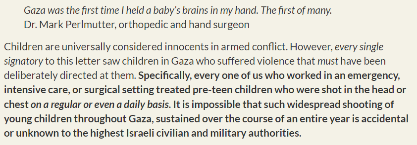 CW: An absolutely gut-wrenching letter by 99 American healthcare workers who were in Gaza. They describe unspeakable horrors, &amp; expose the Israeli regime as nothing short of barbaric. Their est Gazan death toll is 118,908. This letter must be circulated.
gazahealthcareletters.org/usa-letter-oct…