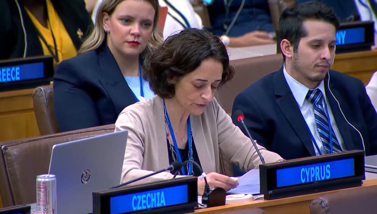 CyprusinUN's tweet image. #UNGA79 🇺🇳| During #3C discussion on #SocialDevelopment, #Cyprus highlighted the 🔗 b/w the implementation of #SDGs ♻️ &amp;amp; #HumanRights agenda 📝

🚸Just, inclusive, &amp;amp; effective #social policies should be at the  heart 🤍 of our actions, not only our commitments. 
#Cyprus4HRC 🇨🇾🇺🇳