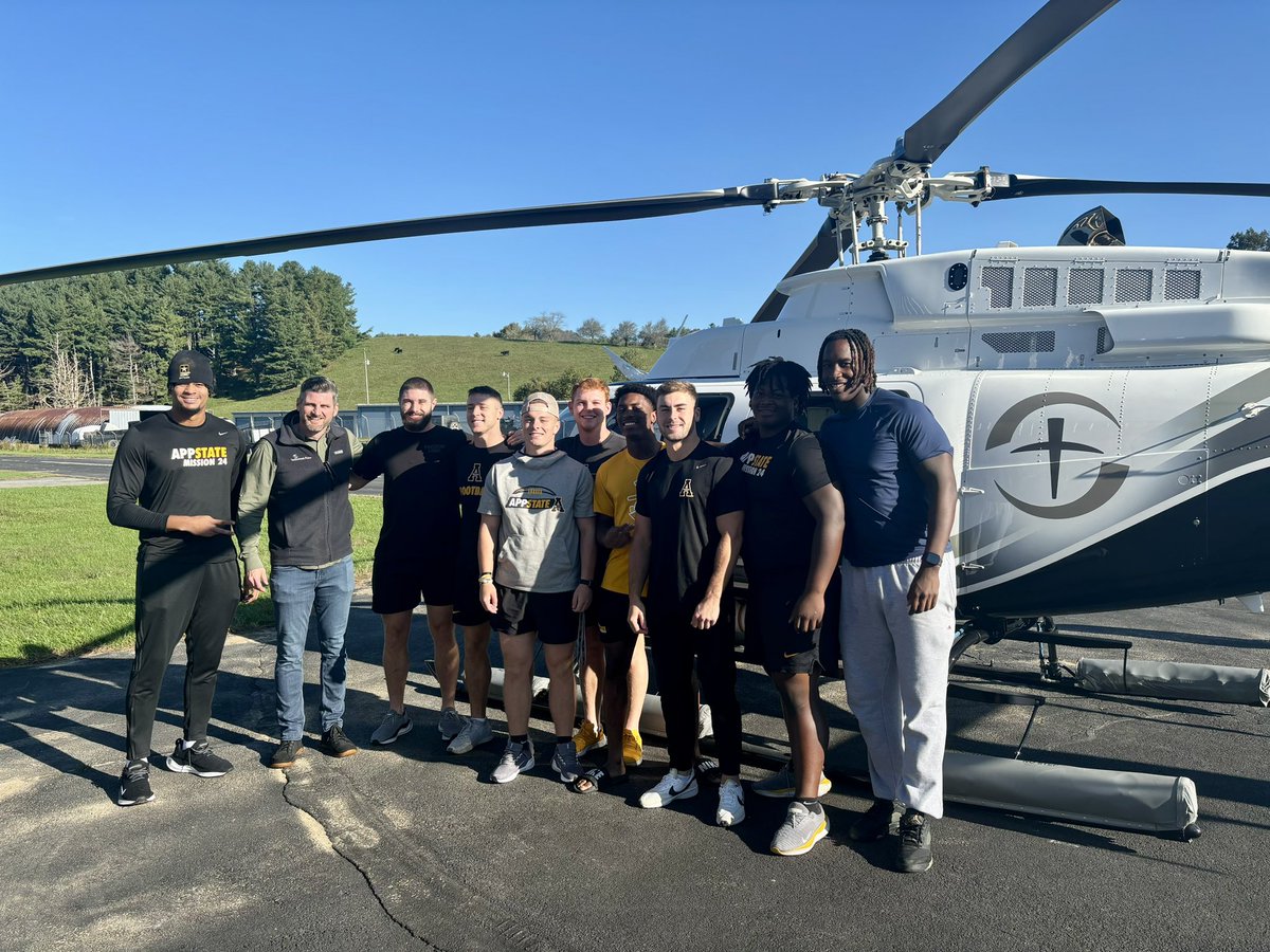 Edward Graham (@edwardg1911) on Twitter photo Thanks <a href="/AppState_FB/">App State Football</a> for coming out to help load our helicopter and other responding rotary wing with emergency supplies. These helicopters are flying needed emergency supplies to cut off hurricane victims. You guys are always awesome.... made quick work of it. Thanks <a href="/AppState_FB/">App State Football</a> for coming out to help load our helicopter and other responding rotary wing with emergency supplies. These helicopters are flying needed emergency supplies to cut off hurricane victims. You guys are always awesome.... made quick work of it.