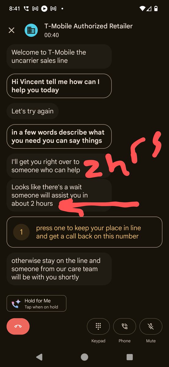 VinMessina's tweet photo. Wow, @TMobile customer service isn't what it used to be 😱 https://t.co/qSgiloDgEG