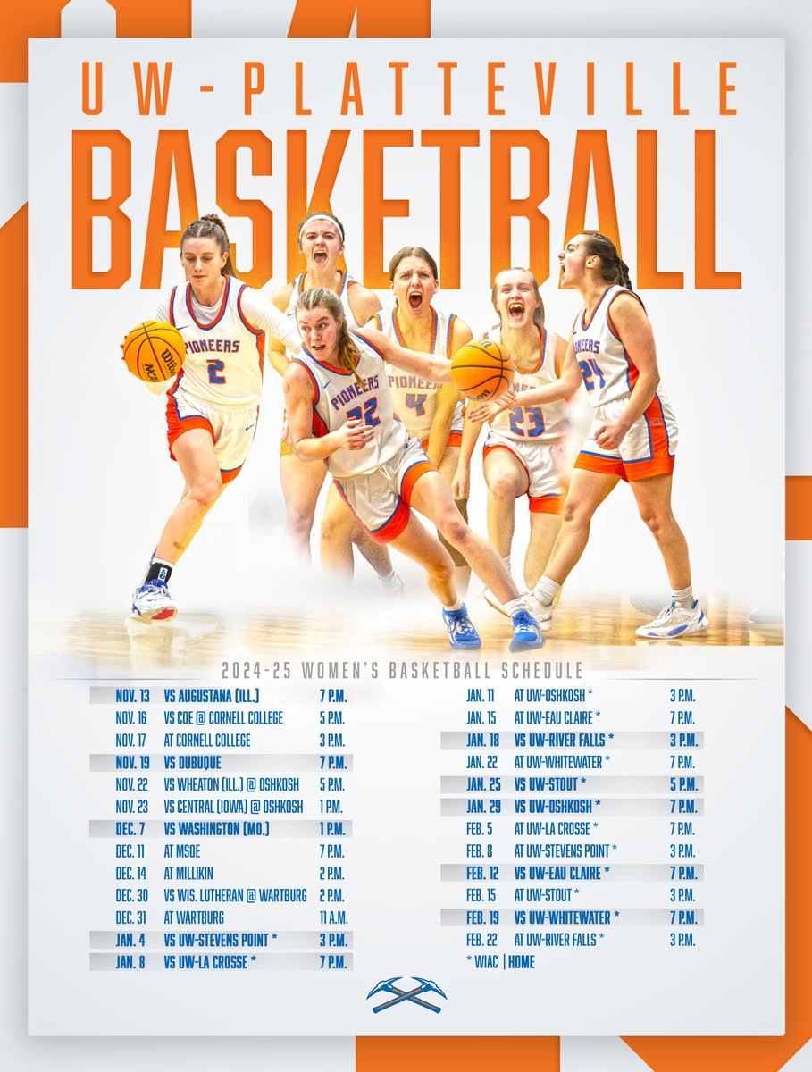 UW-Platteville Athletics (@uwp_pioneers) on Twitter photo Hoops season is almost here!
Mark your calendars for the 2024-25 <a href="/UWPlattWBB/">UW-Platteville Women’s Basketball</a> schedule!
🔗letsgopioneers.com/sports/wbkb/20…
#uwp #uwplatteville #platteville #wiac Hoops season is almost here!
Mark your calendars for the 2024-25 <a href="/UWPlattWBB/">UW-Platteville Women’s Basketball</a> schedule!
🔗letsgopioneers.com/sports/wbkb/20…
#uwp #uwplatteville #platteville #wiac