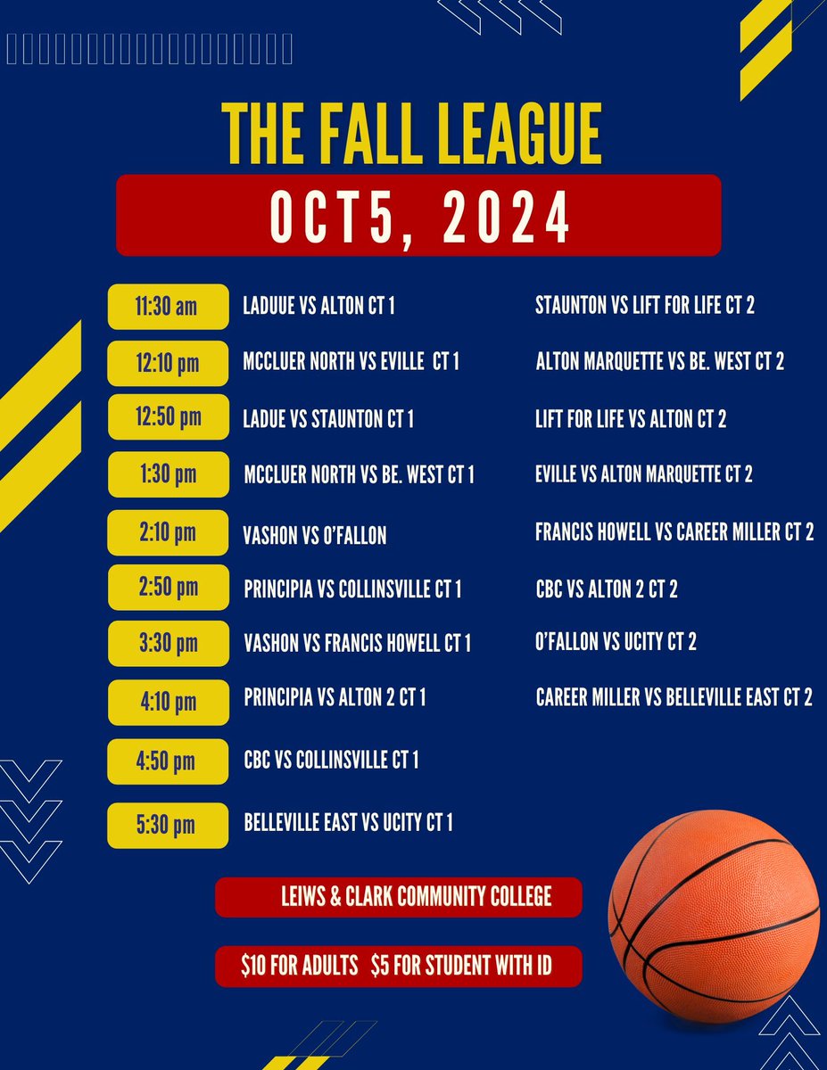 The Fall League Schedule for Oct 5th. 

<a href="/Miller_CA_BBall/">Career Academy Basketball</a> <a href="/successdriven23/">Coach Starks</a> <a href="/TyLaux/">Ty Laux</a> <a href="/UCityBasketball/">University City Basketball</a> <a href="/OTHSBoysHoops/">OTHS Boys Hoops</a>