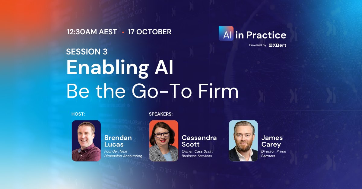 cassandra_aus's tweet photo. Wanting to understand more about how AI is changing how bookkeepers and accountants are working, and what is on the imminent horizon?

Come along and join the AI in Practice Online Summit - 17 Oct 2024 

This is a free summit, and you can register here:
https://t.co/O4UwHjCnSH https://t.co/PjgfmBo6qe