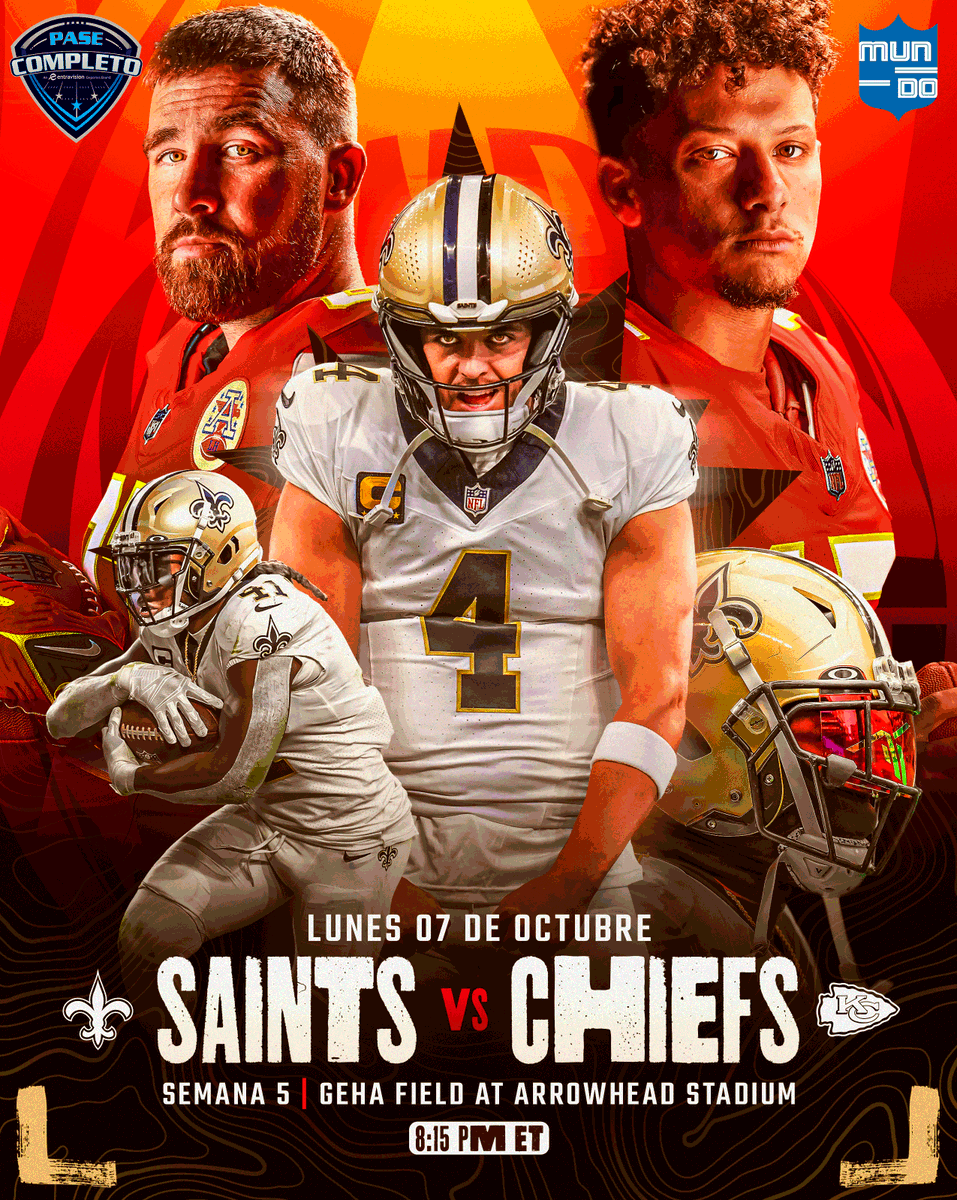 Ricardo Celis (@celisdeportes) on Twitter photo Cerramos la 5️⃣ta Jornada de la #NFL
<a href="/Saints/">New Orleans Saints</a> vs <a href="/Chiefs/">Kansas City Chiefs</a> #MondayNightFootball
Chiefs sin la ayuda de Rashee Rice, tendrán que darle overtime a Travis Kelce.
Pero los Saints quieren romper esa mala racha de 2 derrotas al hilo.
<a href="/TonyBalon1/">Tony Nuñez</a> - <a href="/CelisDeportes/">Ricardo Celis</a> los esperamos en:
<a href="/EVCMedia/">Entravision</a> Cerramos la 5️⃣ta Jornada de la #NFL
<a href="/Saints/">New Orleans Saints</a> vs <a href="/Chiefs/">Kansas City Chiefs</a> #MondayNightFootball
Chiefs sin la ayuda de Rashee Rice, tendrán que darle overtime a Travis Kelce.
Pero los Saints quieren romper esa mala racha de 2 derrotas al hilo.
<a href="/TonyBalon1/">Tony Nuñez</a> - <a href="/CelisDeportes/">Ricardo Celis</a> los esperamos en:
<a href="/EVCMedia/">Entravision</a>