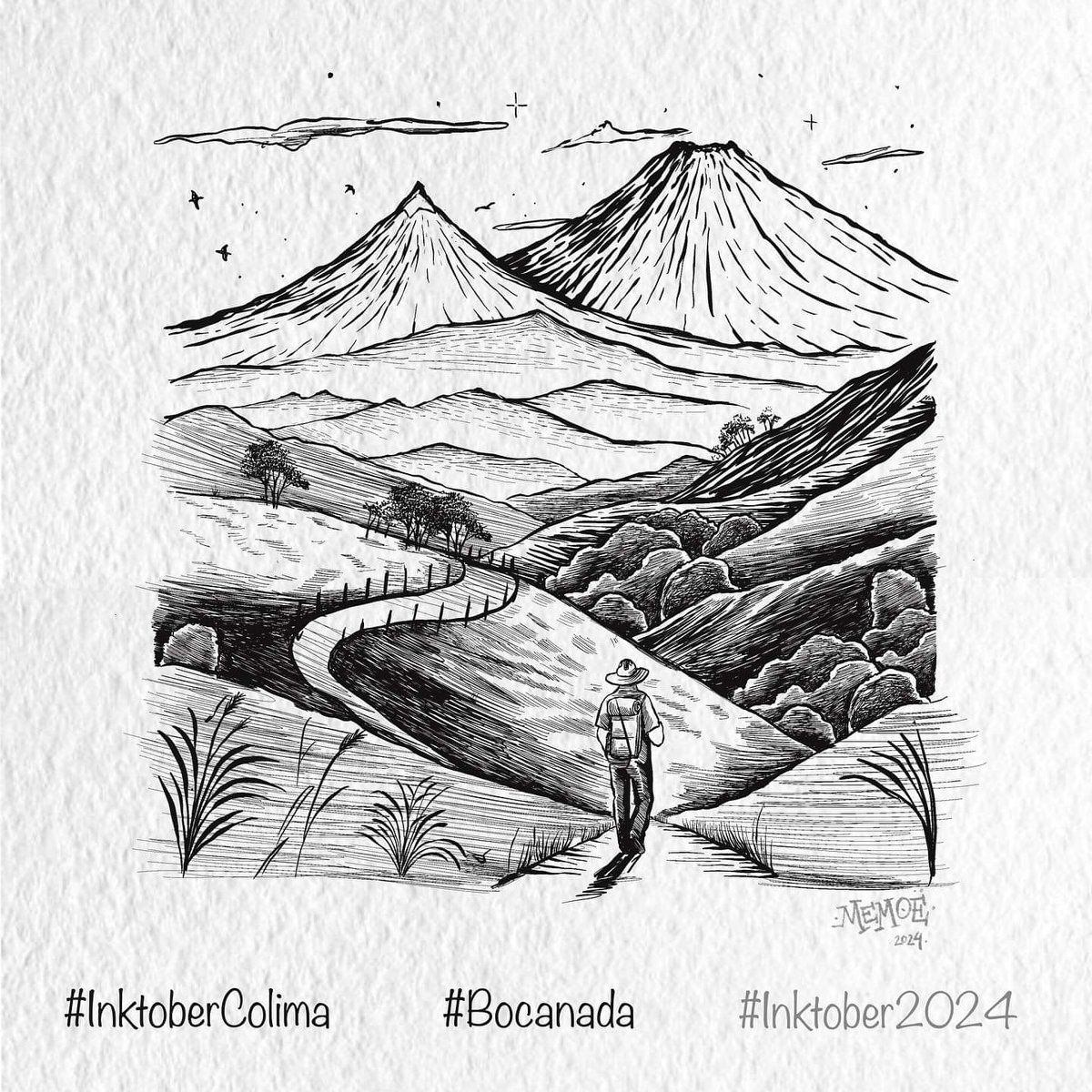_memoe's tweet photo. Día 3 del #inktober2024 #InktoberColima 
Tema: Camino Real
#colima #memoe https://t.co/vtdoYOJilE