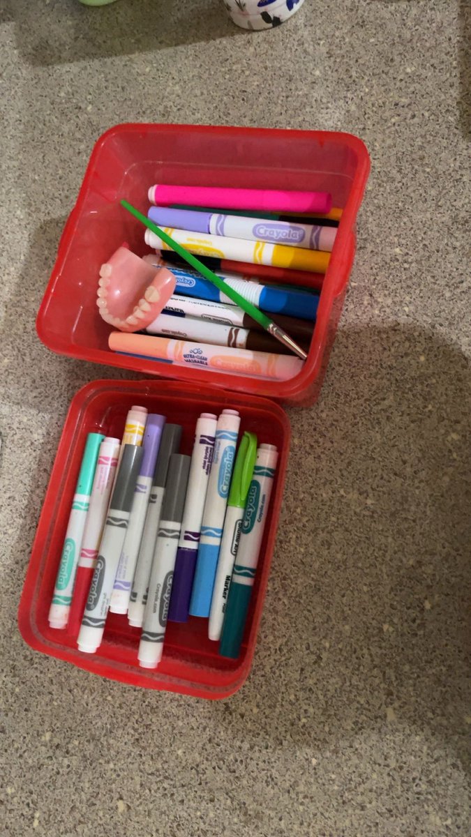 i’ve only worked in a dementia facility for a month and a half and i already have countless insane stories 

but this picture of what i found when putting away the markers pretty much sums it up