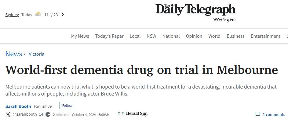 Translational Medicine at Monash University (@monashstm) on Twitter photo We're working on what could be the world's first treatment for a condition that accounts for 10-20% of all dementias.
Professor <a href="/brien_terence/">Terence O'Brien</a> was interviewed by <a href="/sarahbooth_14/">Sarah Booth</a> @NewsCorp <a href="/theheraldsun/">Herald Sun</a> about our trial with <a href="/AlfredHealth/">The Alfred</a> of sodium selenate, which if proven We're working on what could be the world's first treatment for a condition that accounts for 10-20% of all dementias.
Professor <a href="/brien_terence/">Terence O'Brien</a> was interviewed by <a href="/sarahbooth_14/">Sarah Booth</a> @NewsCorp <a href="/theheraldsun/">Herald Sun</a> about our trial with <a href="/AlfredHealth/">The Alfred</a> of sodium selenate, which if proven