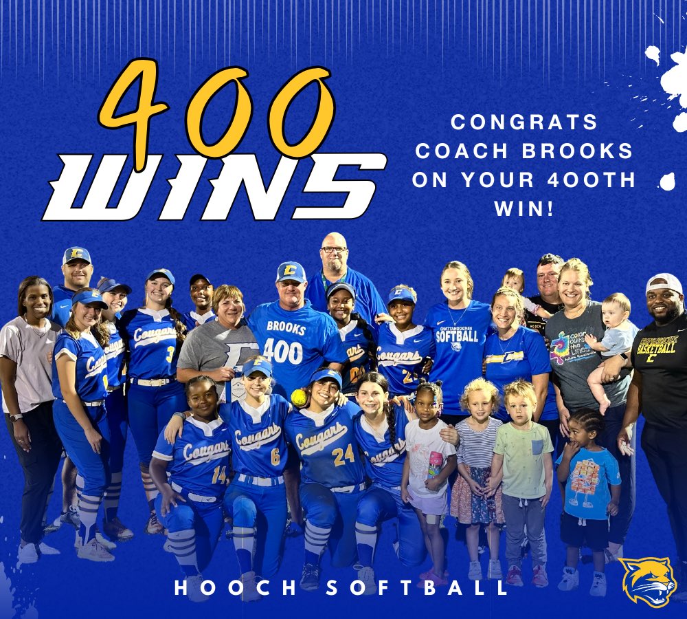Hooch Athletics (@hooch_athletics) on Twitter photo HUGE round of applause for Coach Brooks for earning his 400th career WIN tonight vs region rivals - Lanier Longhorns!! Great job Coach Brooks and GO COUGARS! 🐾🥎💙 @CoachTBrooksy <a href="/HoochVarsitySB/">Chattahoochee Varsity Softball</a> HUGE round of applause for Coach Brooks for earning his 400th career WIN tonight vs region rivals - Lanier Longhorns!! Great job Coach Brooks and GO COUGARS! 🐾🥎💙 @CoachTBrooksy <a href="/HoochVarsitySB/">Chattahoochee Varsity Softball</a>