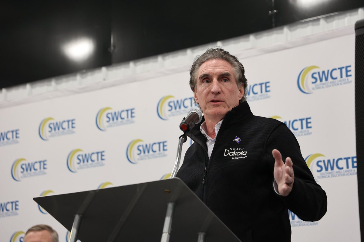GovDougBurgum's tweet photo. Grateful to join in the grand opening of the Southwest Area CTE Academy in Dickinson, an incredible educational facility that will help elevate the skills of our students and support our workforce. 
 
With 14 programs and a wide range of career training opportunities, the SWCTE Academy will create pathways to provide students with the skills necessary to enter the workforce and thrive. 
 
Thank you to the many public and private leaders who collaborated on this project to raise the funds and bring another fantastic educational facility to life.