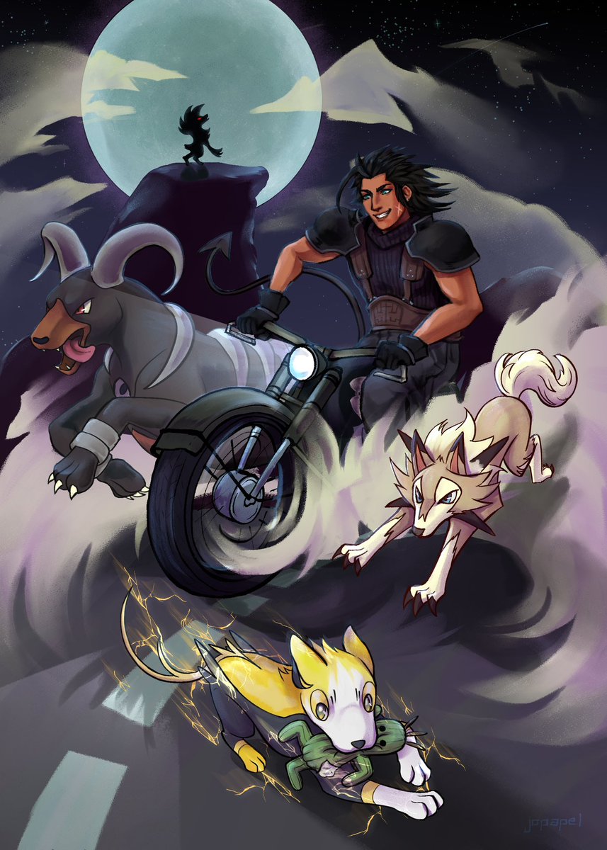 My full piece for <a href="/FF7PokemonZine/">Of Fantasy and Monster - COMPLETED!</a> ! Leftovers sales are almost closed!
🏍️💨🐾