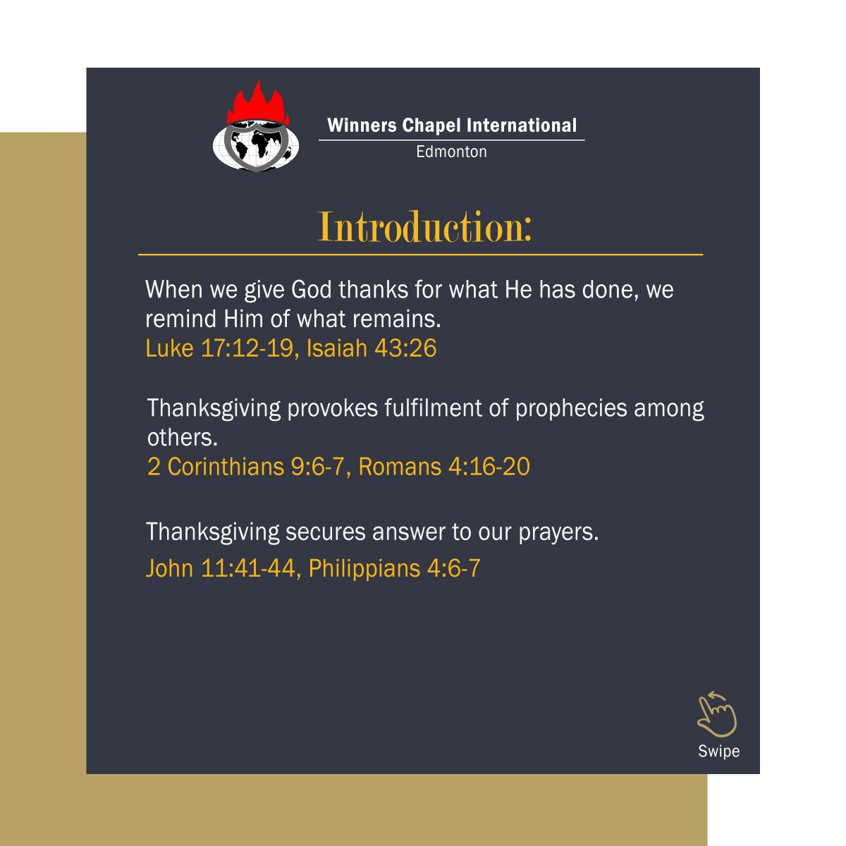 winnersedmonton's tweet photo. Sermon Excerpts from our Spiritual Week of Emphasis (Day 2);
ENGAGING THE POWER OF THANKSGIVING โ John 6:6-13
Ministering: Pst. Adewumi Daniel
#MidweekService
#SpiritualWeekOfEmphasis
#Fortune2024 #LFCLiveService
#WinnersEdmonton
#WinnersChapelInt #livingfaithchurch
#church https://t.co/wtmqgGx6Cj