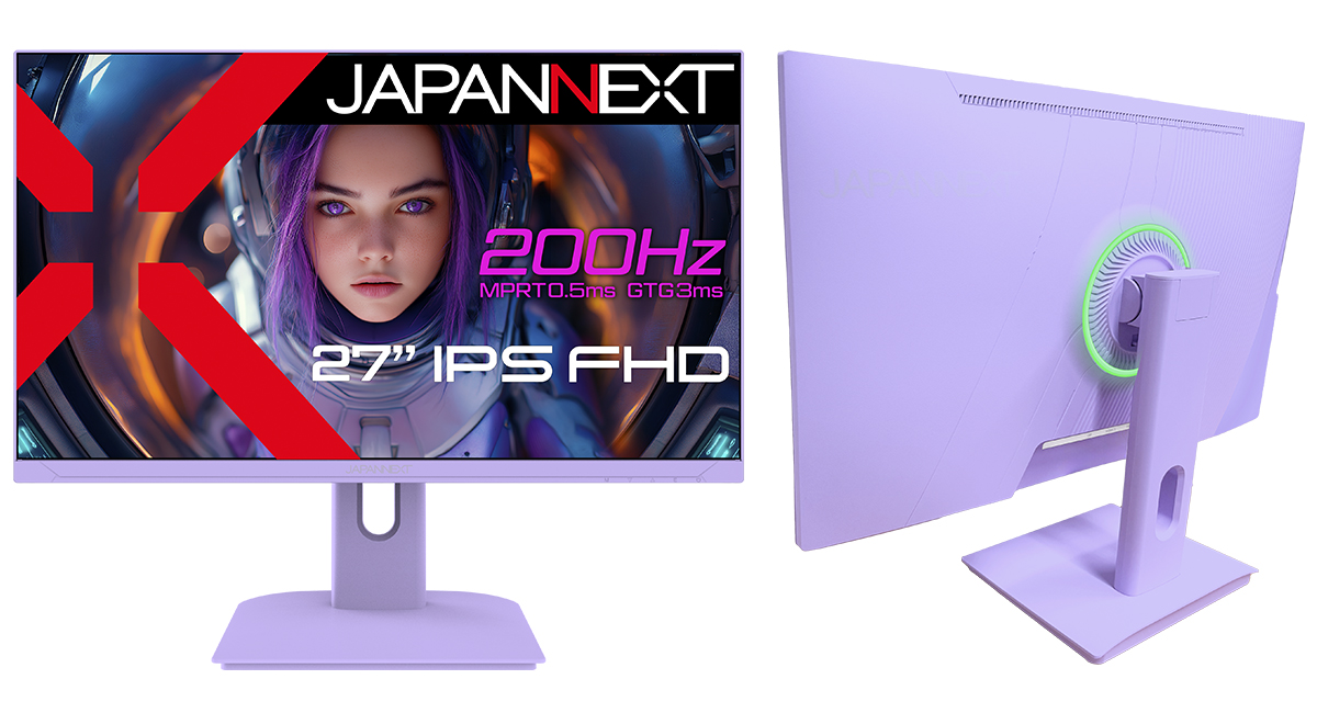 japannext1's tweet photo. 🎉\本日発売!/🎉
🆕27インチ IPSパネル搭載 200Hz対応
フルHDパープルカラーゲーミングモニター🖥️

🟣本体にパープルカラーを採用🟪
大画面27インチ✨
使いやすいフルHD(1920x1080)解像度🪟
高速リフレッシュレート200Hz対応🚀
0.5msの高速応答速度にも対応👏

25,980円!
JN-IPS27G200F-PP
https://t.co/VvwFhUafWS

#JAPANNEXT #jn2024の124