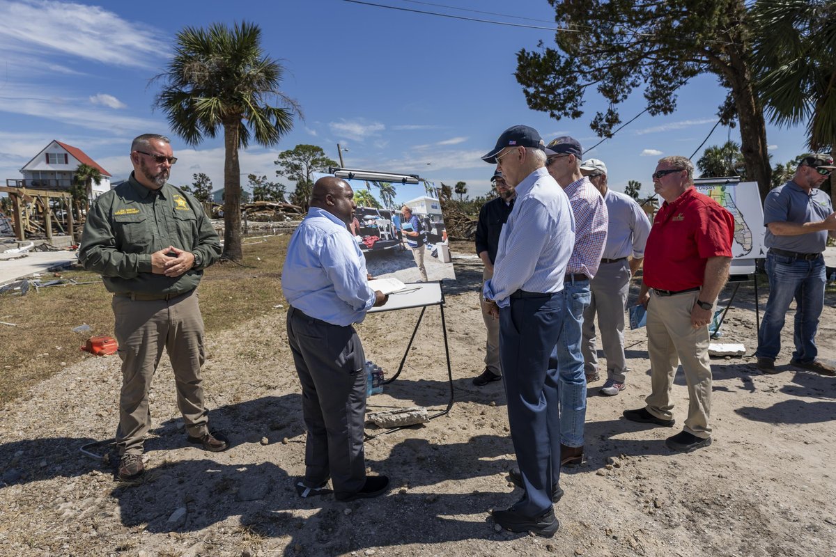WhiteHouse46's tweet photo. Today in Florida, President Biden took an aerial tour to survey Hurricane Helene damage and received an operational briefing.

We are going to persevere and get through this together. https://t.co/SXreaTGiUK
