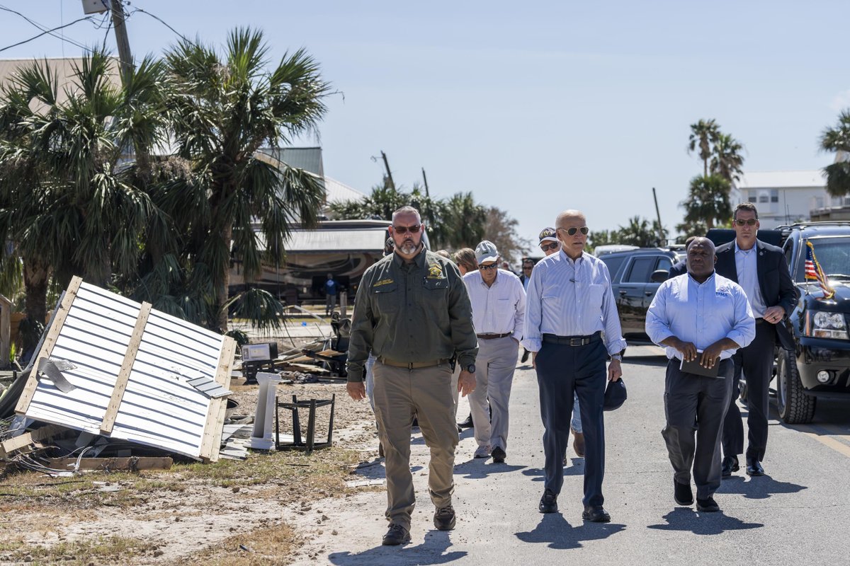 WhiteHouse46's tweet photo. Today in Florida, President Biden took an aerial tour to survey Hurricane Helene damage and received an operational briefing.

We are going to persevere and get through this together. https://t.co/SXreaTGiUK