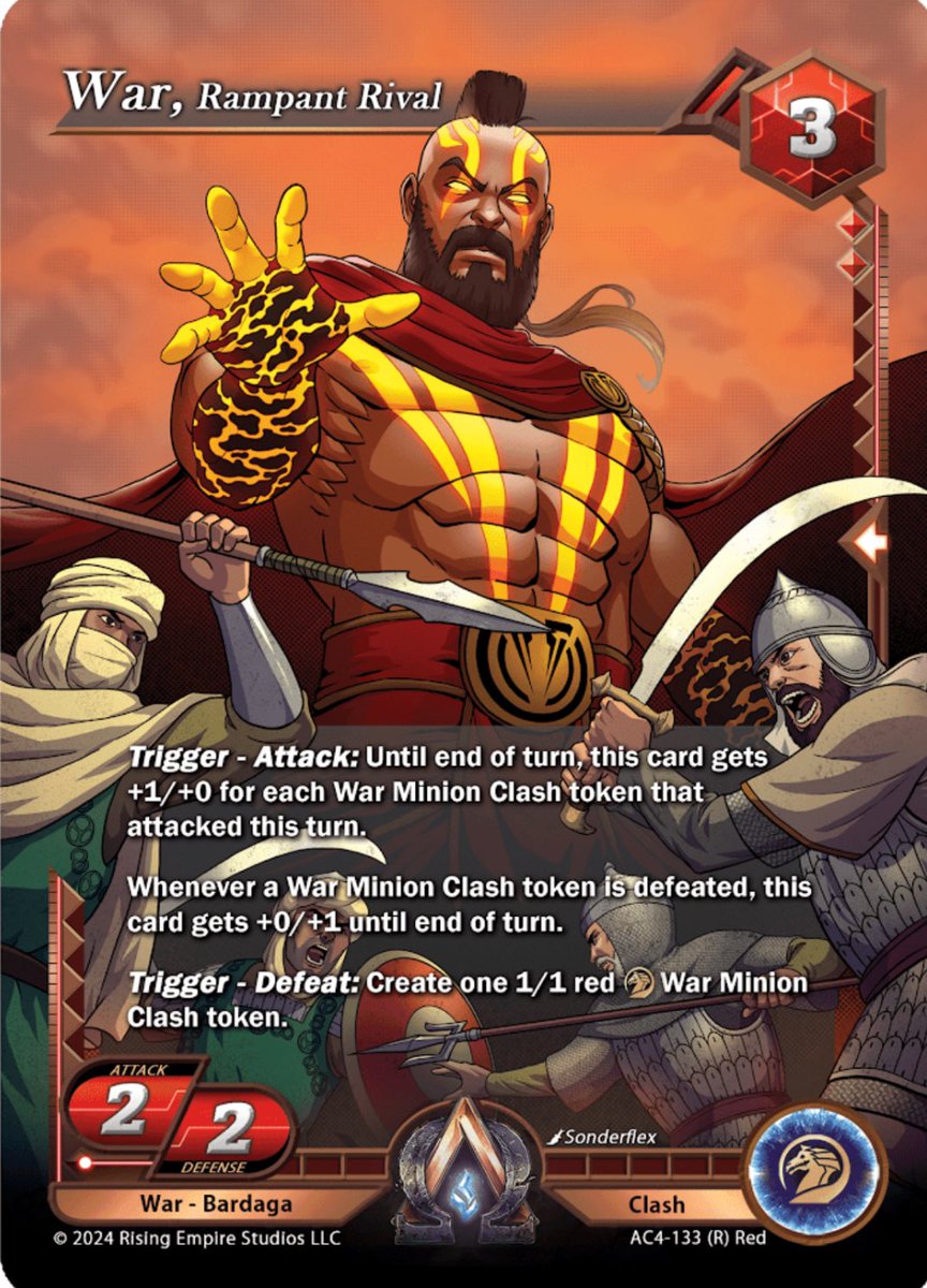 MaskOfMomentum's tweet image. Glad to announce I got a spoiler for the new @AlphaClashTCG set! Anyone else have War on the menu👀