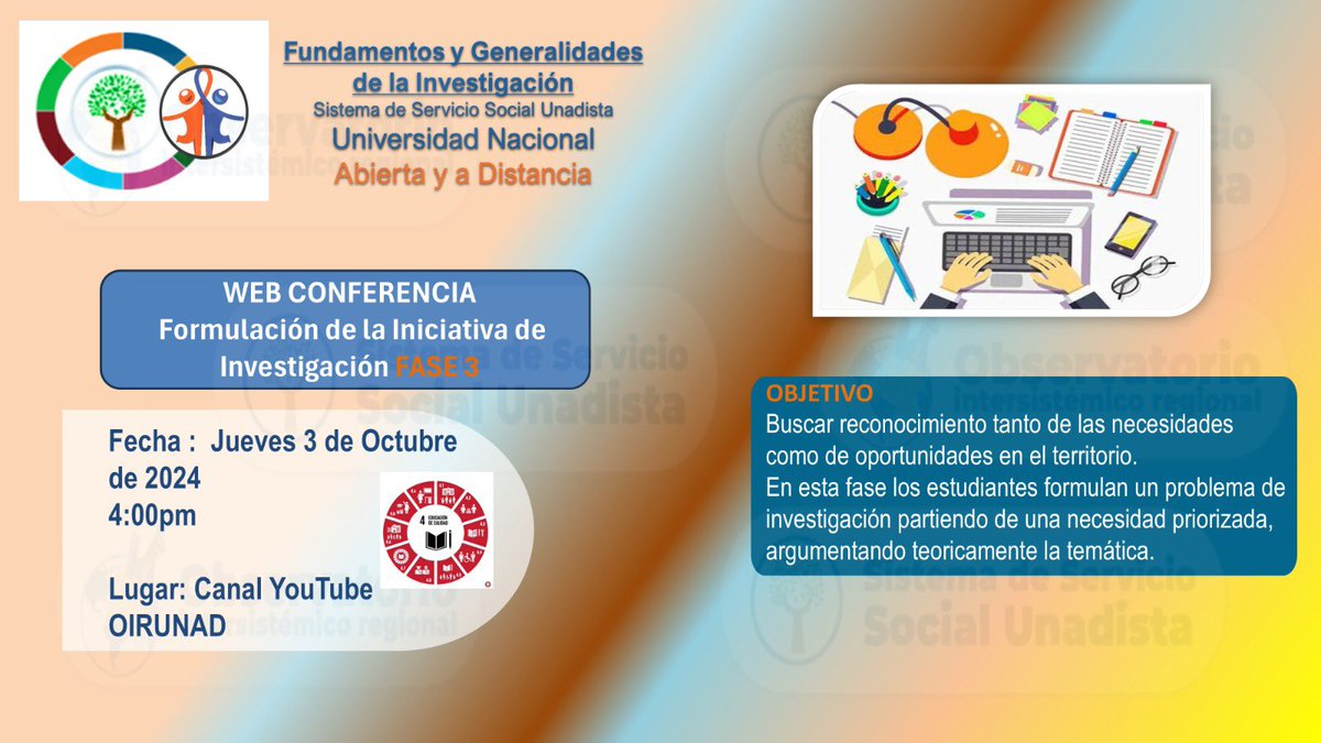 DIAFER07's tweet photo. @ElOIRdelaRegion Invitación a la 3ª web conferencia del curso Fundamentos y Generalidades de Investigación, el tema será "Formulación de la iniciativa de investigación" 3 de octubre de 2024
•Hora: 6:30 p.m.
•Enlace de conexión: https://t.co/jRNOngAmJu https://t.co/bvmWXHmh3m