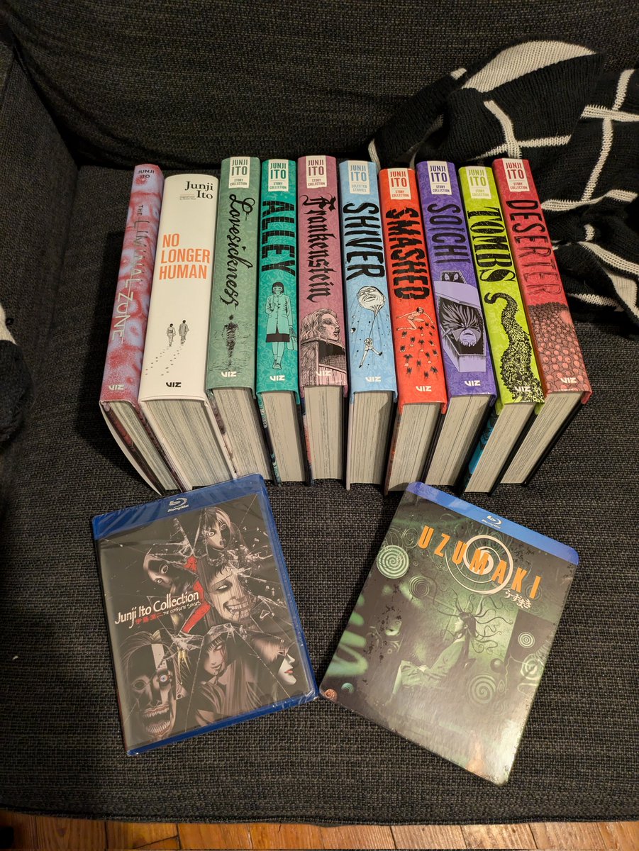 MuneSTL's tweet photo. I went a little crazy on the Junji Ito manga with the sale currently going on at the Crunchyroll store. https://t.co/RthT06JCgR