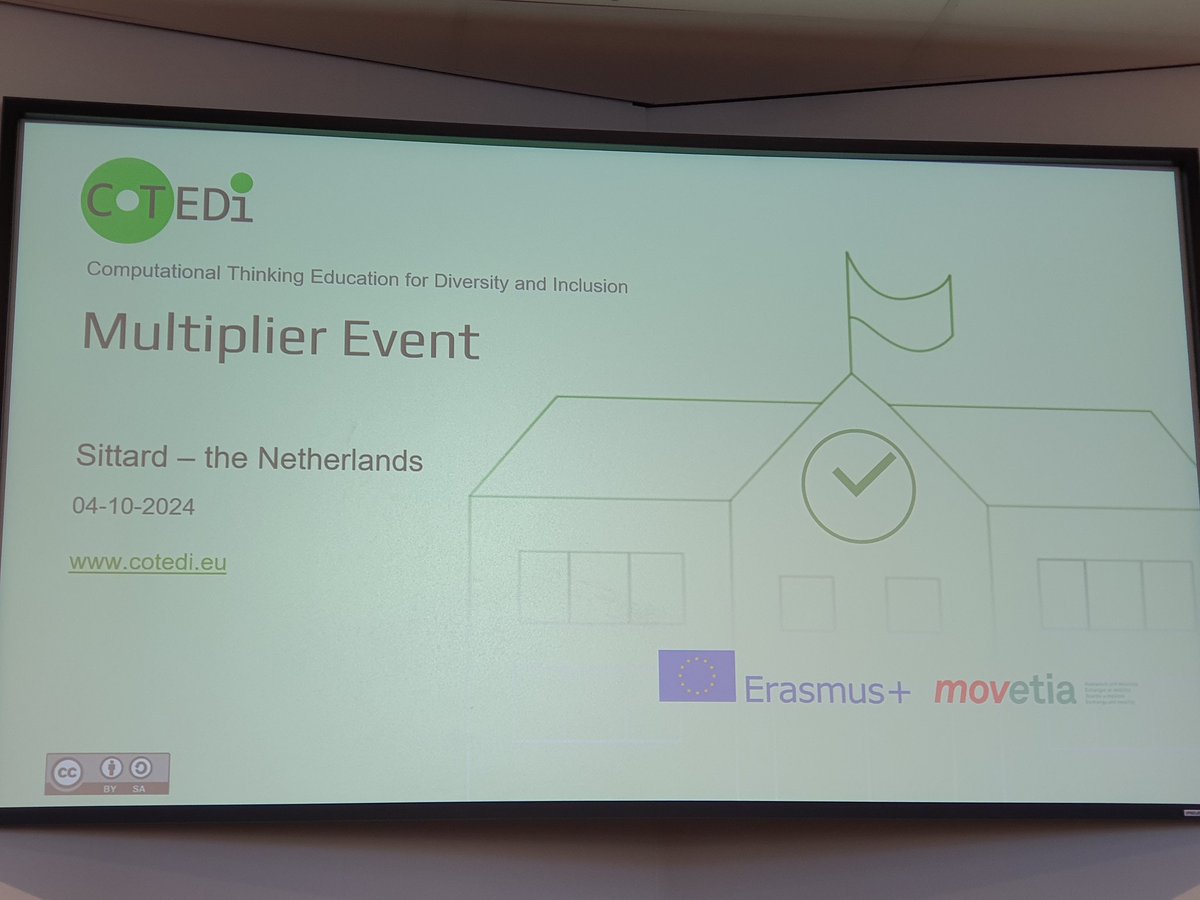 Vandaag het Multiplier Event van Erasmus+ project “Computational Thinking Education forDiversity and Inclusion (CoTEDI)” bij <a href="/deNieuwstePabo/">de Nieuwste Pabo</a> <a href="/Fontys/">Fontys</a> in Sittard met o.a. Nardie Fanchamps cotedi.eu
#computationalthinking