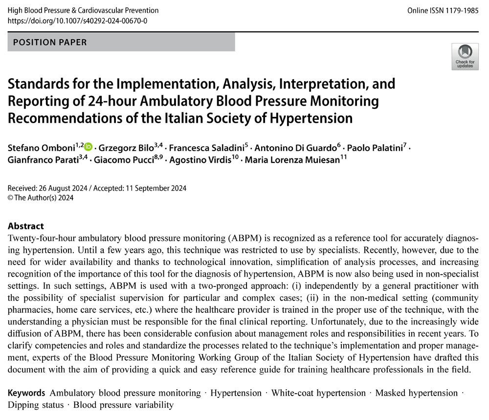 Stefano Omboni MD FESC ISHF (@stefanoomboni) on Twitter photo Practice guidelines on 24-hour #ABPM from <a href="/SIIA_IT/">SIIA</a>
đđđrdcu.be/dVW2Z
Thanks for the important and useful contribution to <a href="/BiloGrzegorz/">Grzegorz Bilo</a> <a href="/DottFSaladini/">Dott ssa Francesca Saladini</a> <a href="/adiguardo/">Antonino di guardo</a> Paolo Palatini <a href="/GParati22/">Gianfranco Parati MD, FESC</a> Giacomo Pucci Agostino Virdis Maria Lorenza Muiesan Practice guidelines on 24-hour #ABPM from <a href="/SIIA_IT/">SIIA</a>
đđđrdcu.be/dVW2Z
Thanks for the important and useful contribution to <a href="/BiloGrzegorz/">Grzegorz Bilo</a> <a href="/DottFSaladini/">Dott ssa Francesca Saladini</a> <a href="/adiguardo/">Antonino di guardo</a> Paolo Palatini <a href="/GParati22/">Gianfranco Parati MD, FESC</a> Giacomo Pucci Agostino Virdis Maria Lorenza Muiesan