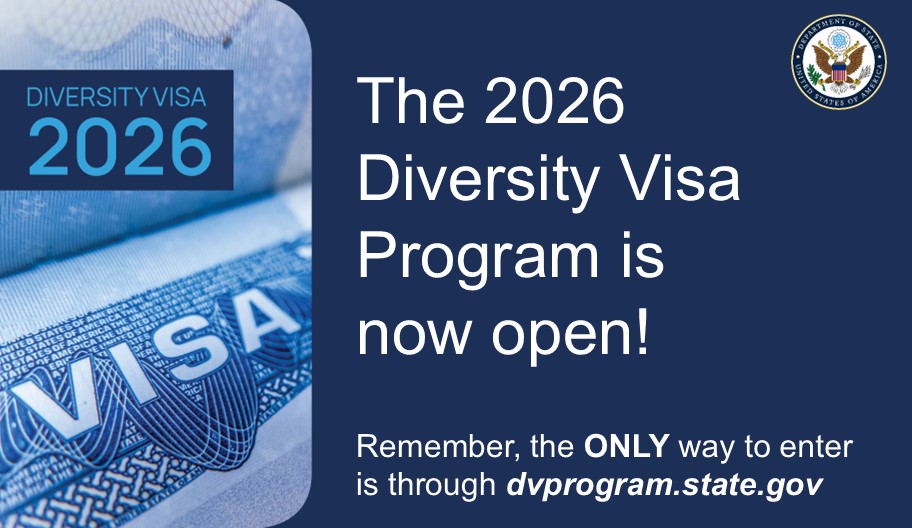 The 2026 Diversity Visa Program is now open!

- The ONLY way to enter is through dvprogram.state.gov

- There is NO fee to enter

- Beware of fraud: travel.state.gov/dvfraud

- Learn more: travel.state.gov/dv

#DiversityVisa2026