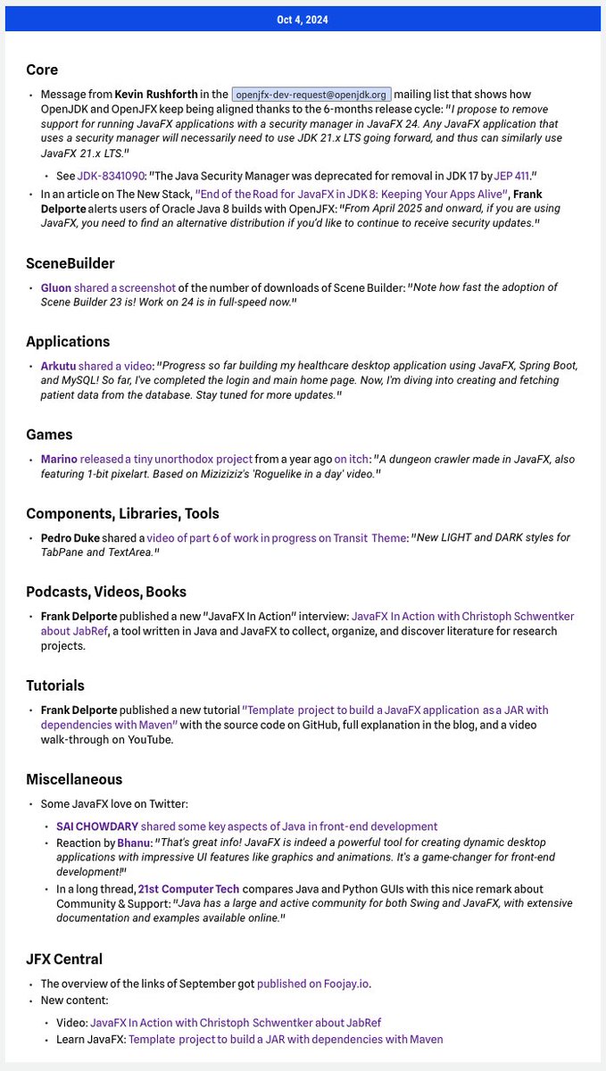 Here are the new #JavaFX #LinksOfTheWeek on jfx-central.com/links

Thanks to
Kevin Rushforth
<a href="/thenewstack/">The New Stack</a> 
<a href="/FrankDelporte/">Frank Delporte #JavaOnRaspberryPi</a> 
<a href="/AzulSystems/">Azul</a> 
<a href="/GluonHQ/">GluonHQ</a> 
<a href="/i_am_arkutu/">Arkutu</a> 
<a href="/MarinoDev/">Marino</a>
<a href="/P_Duke/">Pedro Duke</a>
@im_saichowdary 
<a href="/ABprakash01/">𝐁𝐡𝐚𝐧𝐮</a> 
<a href="/21stCompTech/">21st Computer Tech</a> 
<a href="/foojayio/">Foojay.io</a> 
<a href="/JabRef_org/">JabRef</a> 

Happy reading!