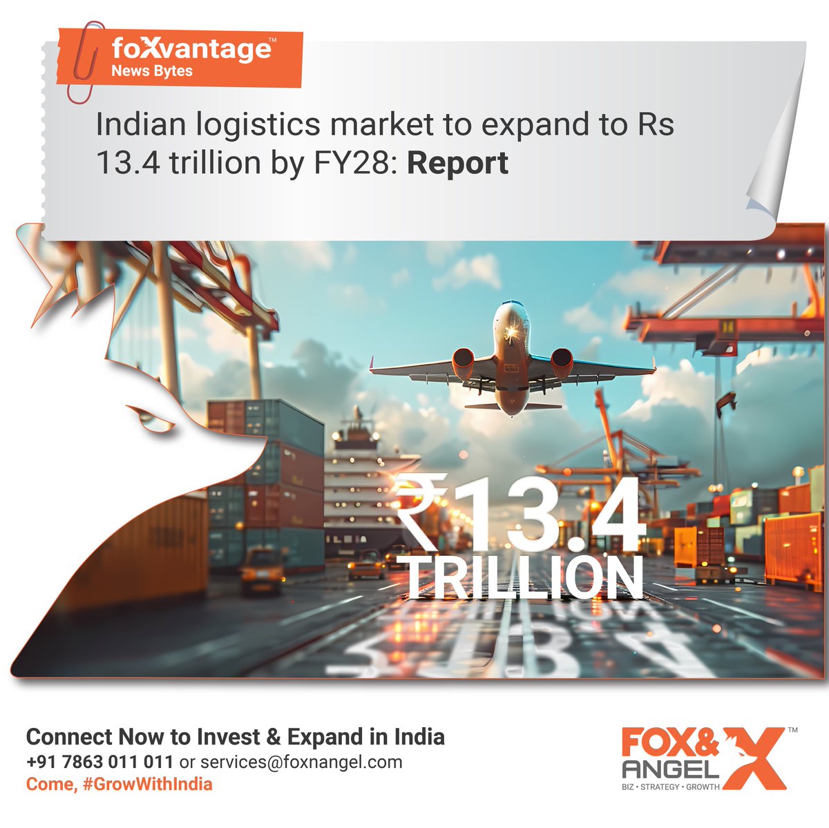 foxnangel's tweet image. Indian logistics market to expand to Rs 13.4 trillion by FY28: Report

Connect Now to Invest &amp;amp; Expand in India
.
Visit - foxnangel.com
.
#Logistics #IndianLogistics #LogisticsSolutions #LogisticsServices #Transportation #SmartLogistics #FinancialNews #invest #FoxnAngel