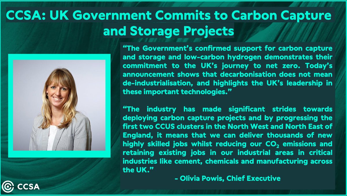 The_CCSA's tweet photo. 📢 The CCSA welcomes the UK Govt’s funding commitment to establish the UK’s first #carboncapture industry - @EastCluster  & @HyNet. This will drive the UK’s clean energy transition & economic growth, positioning the country as a global leader in #CCUS & low carbon hydrogen, with a target of capturing 20-30 Mt of CO2 by 2030 & 50-60 Mt by 2035.