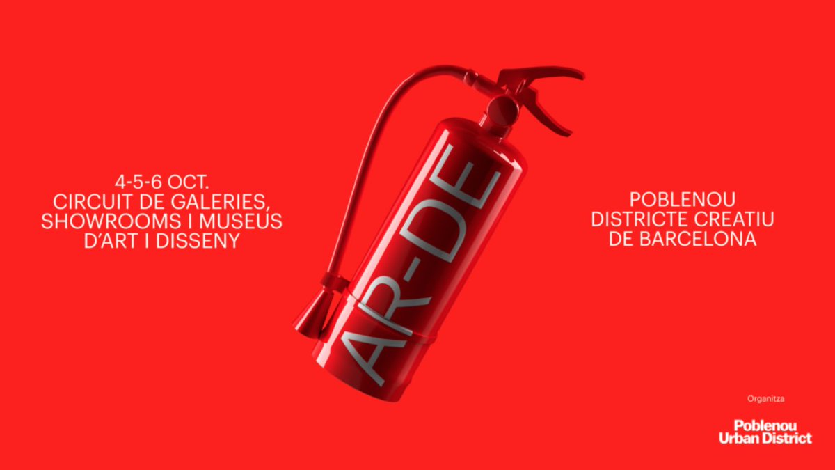 Barcelona Cultura (@bcncultura) on Twitter photo Aquest cap de setmana tens una cita amb el disseny!
Fins al 06/10 se celebra la 7a edició de l’"AR-DE", un circuit de galeries d’art, showrooms i museus organitzat per <a href="/PoblenouUD/">Poblenou Urban District</a> per difondre el treball d'artistes emergents i consagrats.
via.bcn/k5pH50TBiJi Aquest cap de setmana tens una cita amb el disseny!
Fins al 06/10 se celebra la 7a edició de l’"AR-DE", un circuit de galeries d’art, showrooms i museus organitzat per <a href="/PoblenouUD/">Poblenou Urban District</a> per difondre el treball d'artistes emergents i consagrats.
via.bcn/k5pH50TBiJi