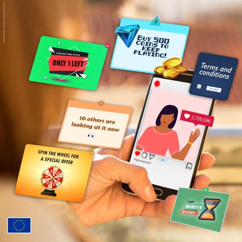 EU_Consumer's tweet photo. The @EU_Commission released the findings of the Digital Fairness Fitness Check of key 🇪🇺 consumer protection laws. 

It evaluates if the current rules are fit for purpose to ensure a high level of consumer protection in the digital environment 📱.

Read more ↓