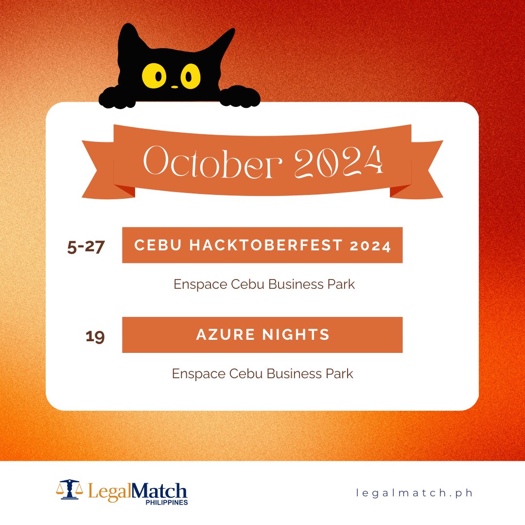 LegalMatchPH's tweet photo. Get Ready for an exciting October! Don't miss our upcoming workshops and events. Mark your calendars and join us! Stay tuned and follow for more updates—you won't want to miss it! https://t.co/DYSXbgdMxr