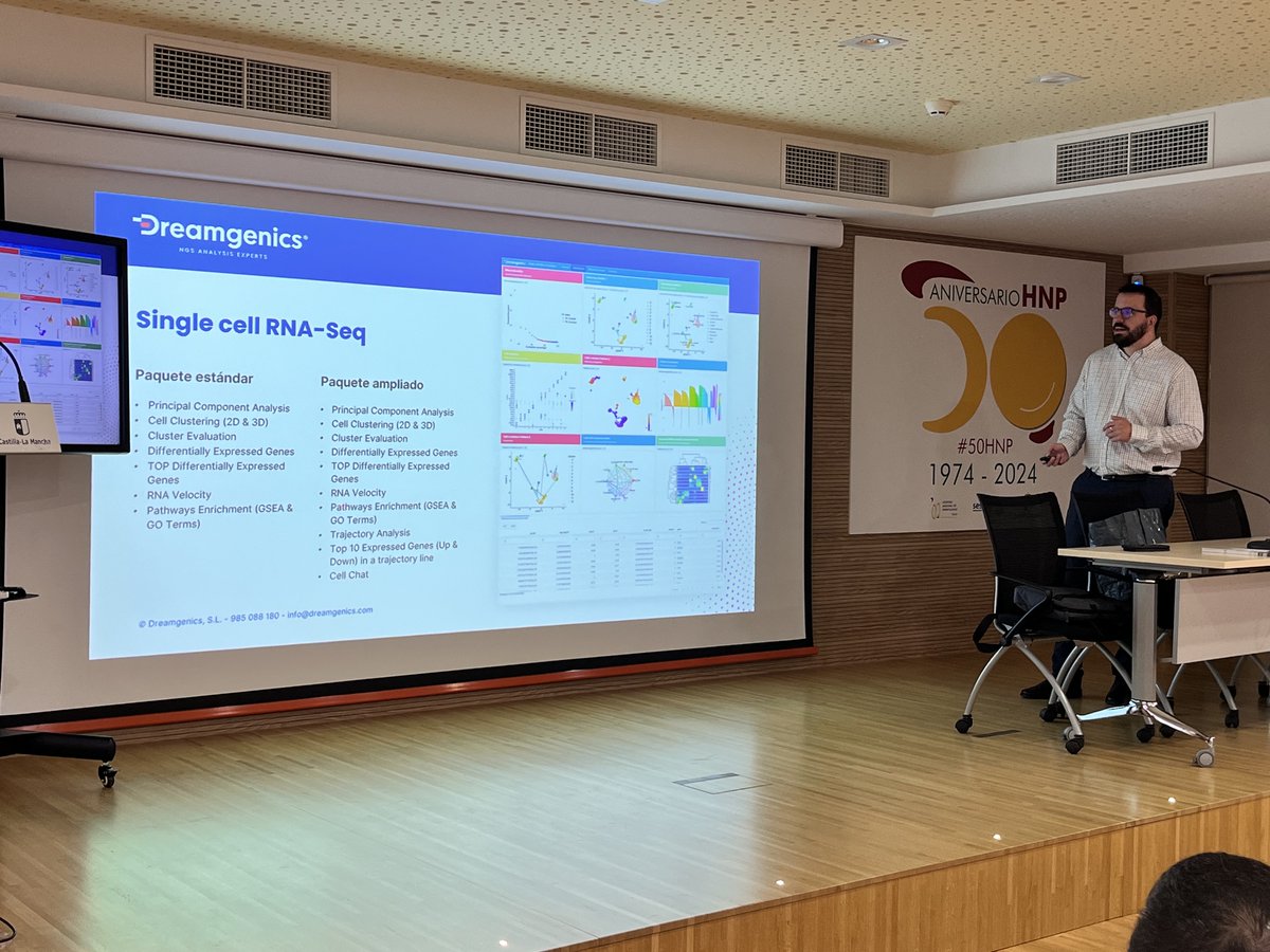 Ayer, nuestro compañero Jorge Palomino García asistió al <a href="/HNParaplejicos/">H. N. Parapléjicos</a> para presentar las posibilidades del análisis de datos NGS y la integración de datos multiómicos en investigación.

📧info@dreamgenics.com
☎ 985 088 180 o al 613 038 948

#NGS #Singlecell #RNASeq