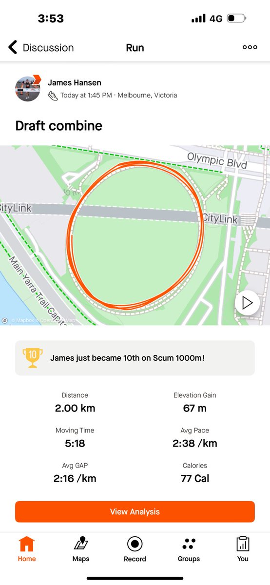 James Hansen breaks the AFL draft record today with a speedy 5:18 today! 
Clubs looking for a big bodied winger who can run all day (and would be a cat b option) should be looking at him!
<a href="/AFL/">AFL</a>  <a href="/traderadio/">AFL Trade Radio</a> <a href="/AFLDraftExpert/">AFL Draft Expert (Chris Doerre ESPN/Knightmare)</a>  <a href="/superfooty/">SuperFooty (AFL)</a>  <a href="/CalTwomey/">Callum Twomey</a>  <a href="/RileyBev/">Riley Beveridge</a>  <a href="/EdPascoe_Draft/">Ed Pascoe</a>