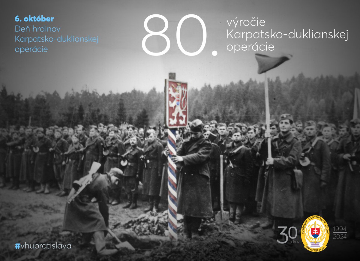 vhu_bratislava's tweet photo. Dňa 6. októbra 2024 si pripomenieme Deň hrdinov Karpatsko-duklianskej operácie a 80. výročie Karpatsko-duklianskej operácie, ktorou sa začalo priame oslobodzovanie Československa.
Pozrite sa s nami do histórie v článku: https://t.co/RGbqed4QhR
#vhubratislava #mosr #80dukla https://t.co/nfsnHRcbIK