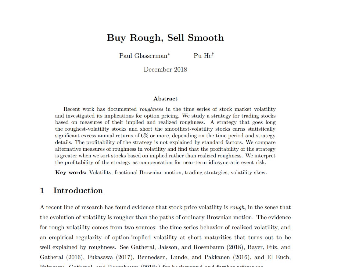 QuantINsider_IQ's tweet photo. The paper discusses the strategy which yields excess returns (6% annually or more) , based on the concept of measuring volatility in terms of smoothness and roughness for the underlying and develops a trading strategy.🧵

Like, Retweet and comment "Rough Vol" to receive the code. https://t.co/dZVC0CcdxH