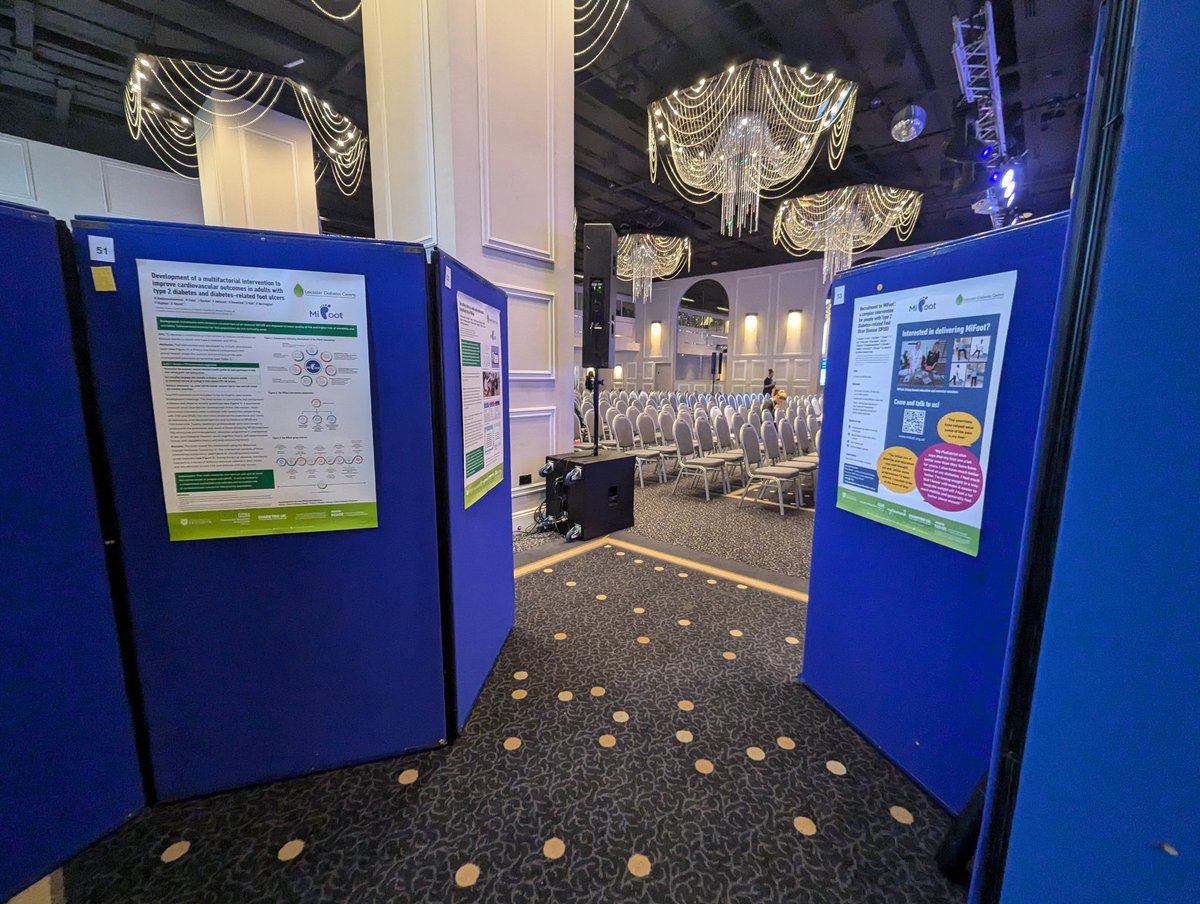 Posters are up at #BACPR2024 ! Come and talk to me to find out more about MiFoot  - a complex intervention of activity and self-management education for people with T2D and DFUD to help prevent CVD <a href="/LDC_tweets/">🌱Leicester Diabetes</a> #IMPACTteam <a href="/LeicResearch/">Research at Leicester's Hospitals</a> <a href="/MichelleHadji/">Dr M.Hadjiconstantinou</a> <a href="/kamleshkhunti/">Prof Kamlesh Khunti</a>