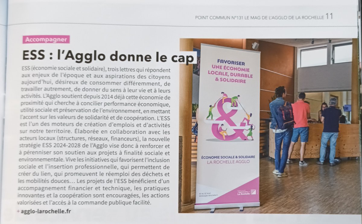 JPhilippebrun's tweet image. [#Ess - Cap] @AggloLR (17) : In "#PointCommun" n° 131 (oct. &amp;gt; déc. 2024), 🔎 sur la nouvelle stratégie #Ess 2024-2028 de l'agglomération. cc @JFFountaine @bkchauvin @DidierHerbe @CRESS_NvlleAqui @CaruhelMaud ⤵️