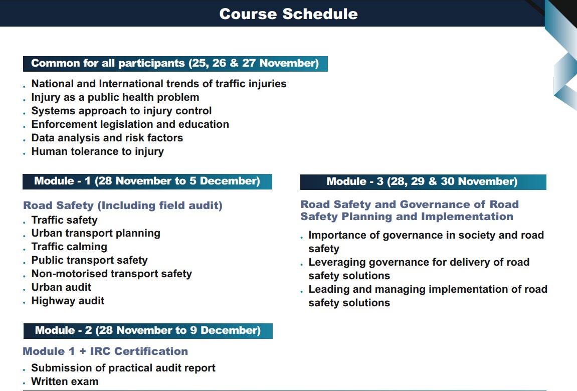 We are pleased to announce the 34th edition of our annual course on road safety. We have added an exciting module on Road Safety and Governance aimed at practitioners, policy makers, and district road safety committees. Details here tinyurl.com/tripccourse