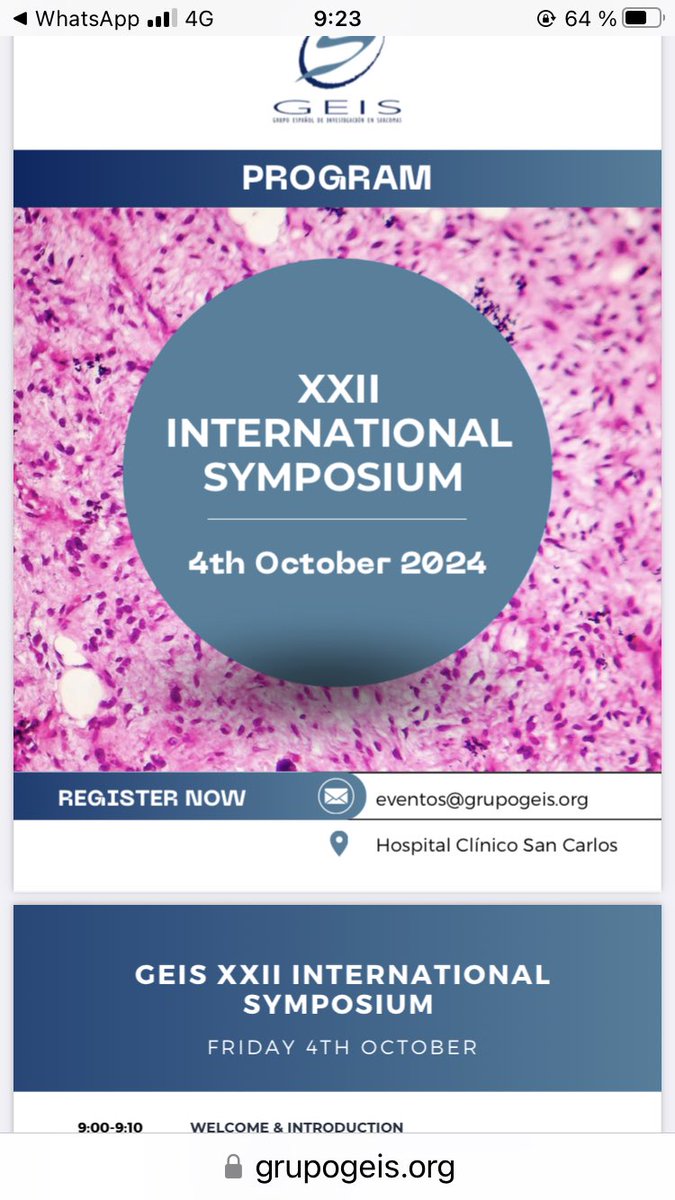 DrOrtizCruz's tweet photo. Iniciando la esperada cita anual: @GrupoGeis international Symposium. Un honor poder estar en la mesa the #tenosynovialgiantcelltumor. Será muy pero muy interesante !!!. @Empariu @WTapMD @CureSarcoma @MDAnderson_ES #HospitalLaPaz @aredondo12 @JTrentMDPhD @bstt_course https://t.co/v8d1zSDRnz